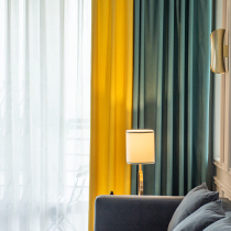 Living room bedroom net red sound insulation shading cloth curtains free hole installation Nordic simple style European high-end atmosphere