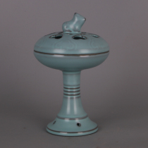  Chunde Tang}Ru Kiln Blue glaze hollow dog head incense burner Song imitation Song Dynasty thrift nail Court imperial porcelain antique