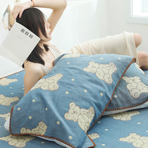 Pure cotton gauze pillow towel A pair of four-layer gauze pillow towel skin-friendly soft large-size pillow cover towel four seasons