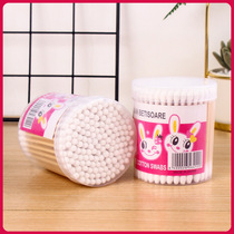 Double head 150 only cotton sign disposable holed up with makeup cotton sign white round head wood stick cotton stick box for home