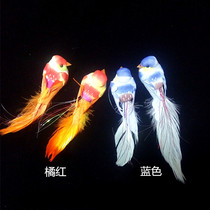 Orange and blue beautiful simulation bird clip foam feather simulation bird garden flower festival decorations