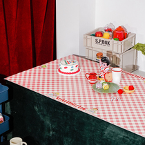 Leather waterproof and oil-proof easy-to-care table mat retro American Plaid tablecloth can be customized coffee table mat table mat