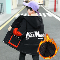 Boys winter coat 2021 new childrens foreign style long cotton-padded clothes