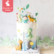 Bake cake decoration cartoon cute soft pottery three-dimensional dinosaur doll cake plug-in theme party dress layout