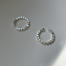 Physical giant flash-self-retention bright silver texture through body 925 pure silver opening ring female forefinger middle finger Han version