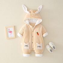Korean Boy Dress Newborn Baby Conjoined Autumn Winter Pure Cotton Thickened Warm Cotton Clothing Baby Cartoon Cute Climbing Suit