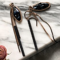  Korean retro luxury court style inequality Soviet tassel three-dimensional cutting water drop crystal earrings