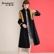 Zomani black windbreaker jacket womens autumn and winter 2021 new mid-length loose western style fashion 11231