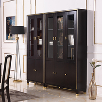 Light luxury solid wood bookcase bookcase combination Simple modern locker bookcase New Chinese camphor wood glass 2 doors 3 doors