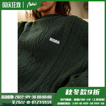 MEDRIA basic sweater round neck sweater embroidered LOGO traditional pattern cotton pullover sweater