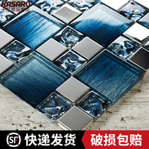 KASARO Laminated glass Stainless steel mosaic tile wall sticker Bathroom bathroom TV background wall Non-self-adhesive