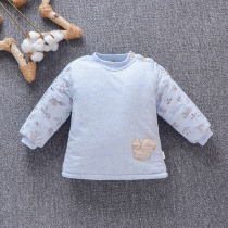 Boy liner cotton clothes color cotton thickened spring 1-2-3 years old baby quilted jacket cotton baby cotton coat single top 0