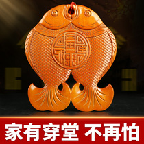 Peach Wood rich fish gossip mirror pendant Pisces gossip gossip solution living room to help the fortune