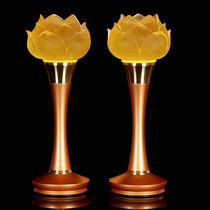 Xi Manti Lotus lamp Buddha for lamp Seven color glazed home pure copper Buddha lamp for the Buddhas indoor plug-in LED electric supply lamp