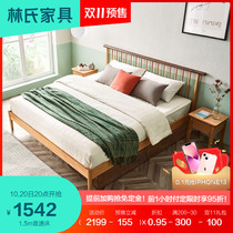 Lins solid wood bed Nordic beech bed modern simple double bed Master Bedroom 1 8 m wooden bed Japanese furniture LS155