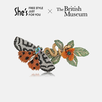 shes British Museum Butterfly Dream exotic original series embroidery butterfly flower snake parallel clip hair horizontal clip hair card