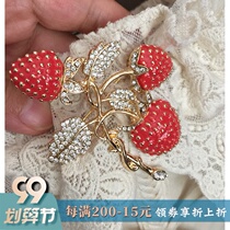 Strawberry brooch welfare baby exquisite sparkling inlaid rhinestone Raspberry Wild ornaments