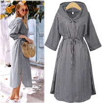 2019 Autumn Plus Size Women Dress Lattice Hoodies Long