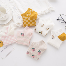 Day Department Sweet Fruit Sox Children Plaid Tide Summer Thin girls Stealth Boat Sox Korea cute strawberries