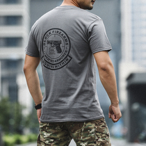 Summer new outdoor printing tactical T-shirt cotton sweat-absorbing Breathable High elastic short sleeve urban leisure personality half sleeve