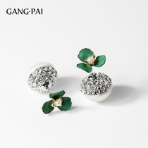 925 silver pin double-sided shining imitation pearl earrings female Korean version to sleep without picking earrings female Net red temperament