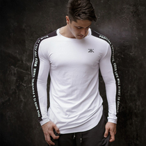 Muscle captain autumn new male fitness long sleeve quick-drying round neck elastic brothers training base T sports shirt
