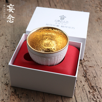 Dehua white porcelain sheep fat jade porcelain tea cup Heart Sutra 24K pure gold master single teacup Gilt tea cup Kung Fu Tea cup