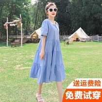 Pregnant women summer dress Western style top dress suit Summer fashion loose version skirt Pregnant mother personality out of the tide