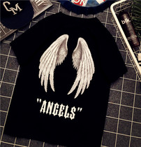  Hong Kong trendy brand 2021 summer wings round neck letters loose all-match short-sleeved T-shirt womens half-sleeved top couple