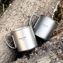 Range Rover outdoor pure titanium water cup with portable folding handle Milk coffee cup Handy mug Office tea cup