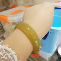 Natural Xiuyu bracelet Xiuyan jade bracelet origin North Korea material plus 5 yuan with identification certificate Yellow gold jade