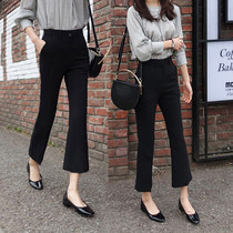 South Korea 2021 spring and summer new high waist thin elastic micro Bell pants casual black suit pants womens ankle-length pants