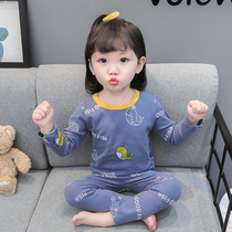 Girls autumn clothes and long johns suit spring and autumn pure cotton autumn and winter baby girl childrens split warm cotton autumn underwear