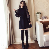 2021 autumn and winter New Year clothes waist thin base skirt children retro French long dress