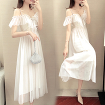 Dress womens 2021 summer new super fairy Sanya seaside resort long dress fairy skirt chic suspender beach dress