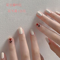 Milk White Short Beauty Nail patch Wear beauty A tool detachable false nail finished product White Bride Medecchia