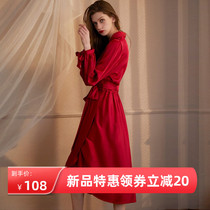 Bride Morning Robes Long Style Wedding Pyjamas Women Acetate Silk Bridesmaid Sleeping Robes Red Wedding Bathrobe Custom Advanced Sensation