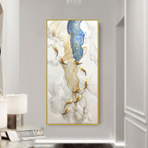 Hand Painted Oil Painting Hyun Guan Corridor Aisle Background Wall Decoration Painting Solid Gold Thread Abstract Physical Nine Fish Picture Hang Painting