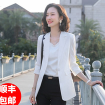 JOVKATTI white small suit womens fashion temperament THIN MID-sleeve JACKET Korean version of casual slim slim THIN TOP