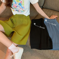 Pear-shaped stature pants large size Folds Shorts Women Summer Thin chubby Fat Mm Veil slim fit wide leg 50% pants