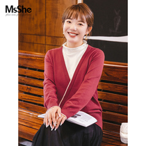 MsShe large size womens 2021 Winter fake two half high collar imitation rabbit velvet design feel soft waxy sweater sweater