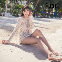 European and American Casual Hollowed-out Lace Knit Beach Hooded Sweatshirt Hooded Sweatshirt Woman Bikini Swimsuit Jacket