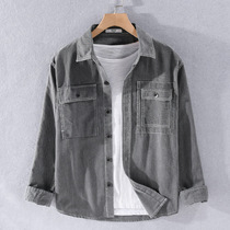 Long Sleeve Shirt Mens Fall Day Ensemble Casual Tide Blouse Brief Tooling Lining Full Cotton Denim Jacket Jacket