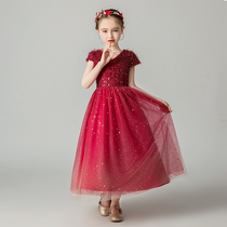 The Little Host Piano Plays Out The Childrens Gown Princess Dresses Dress Foreign Air Walk Show Flowers Child Fluffy Dress Girl Wedding Dress Dress