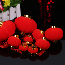 Festive small lantern flocking ornaments outdoor pendant red lantern bonsai decoration scene layout opening New Year