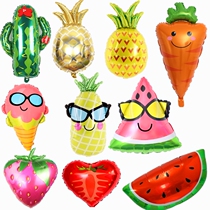 61 New shaped fruit balloon sunglasses watermelon pineapple ice cream aluminum film balloon childrens birthday decoration