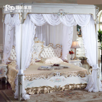 Fipa home solid wood carved bed European bedroom set furniture classical style tent mosquito net bed custom