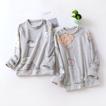 Single Piece Blouse Lovers Sleepwear Autumn Winter Style Coral Suede Lady Gard Flannel Flannel Spring Autumn Mens Home for Winter