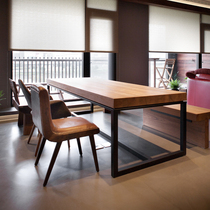 American loft Industrial Wind large iron long table meeting table simple modern solid wood desk Workbench