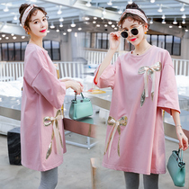 Pregnant women dress foreign style small fragrant spring suit set two-piece spring and autumn models out fashion tide mother early spring coat